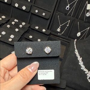 Sterling Silver Moissanite Stud Earrings - White